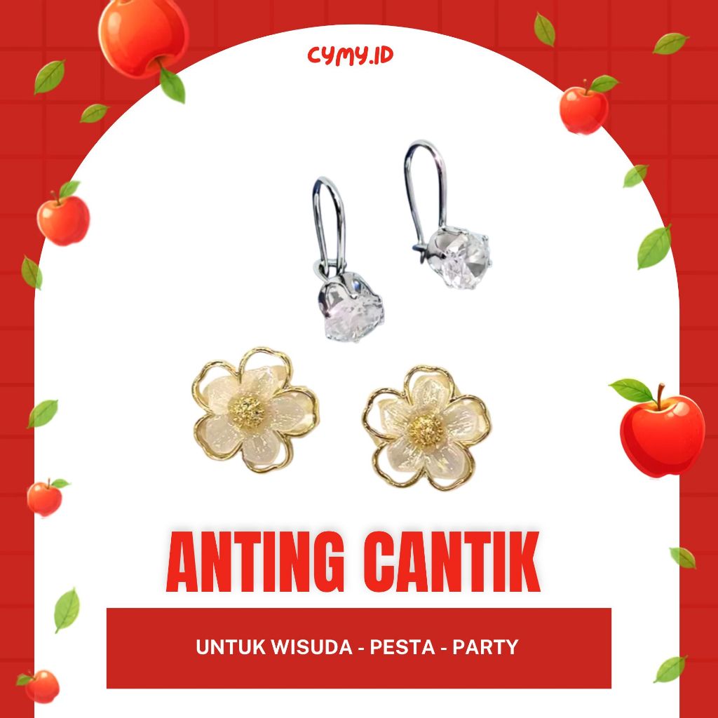 ANTING Bunga Diamond Elegan Trendy Anting Wanita Fashion untuk Wisuda Kondangan Pernikahan Galungan 