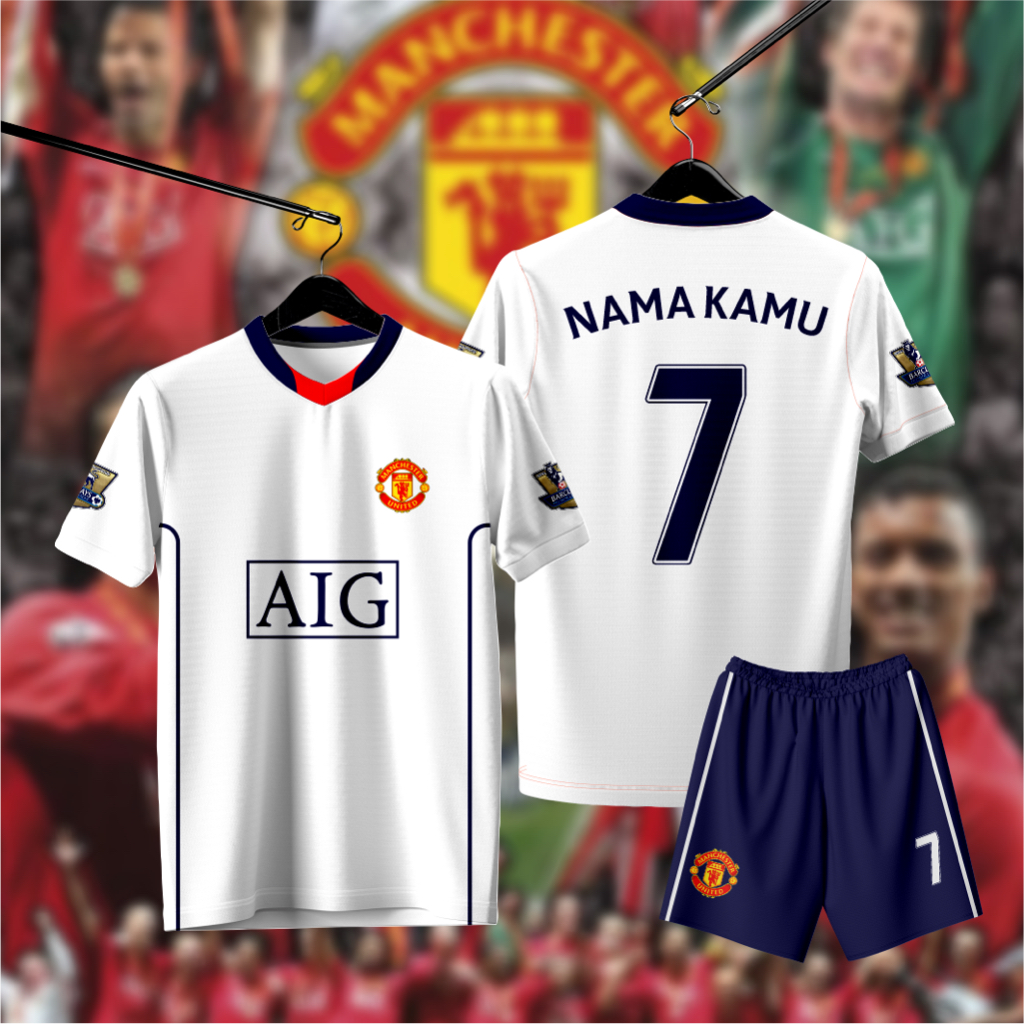 Jersey Manchester United MU AIG Away 2008, Custom nama dan no punggung