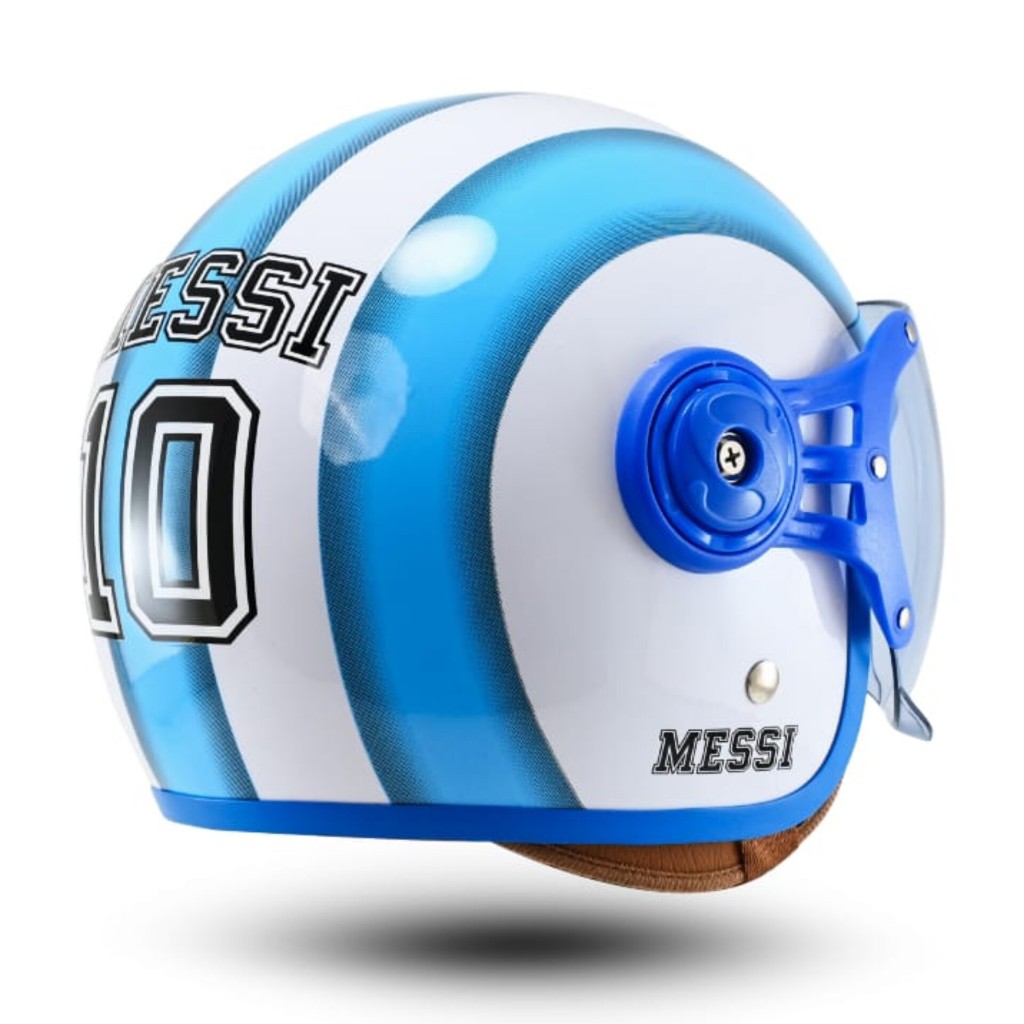 Helm Anak Lunar Kids Karakter ronaldo messi Helm Anak Retro Pilot polos Kaca Pilot SNI