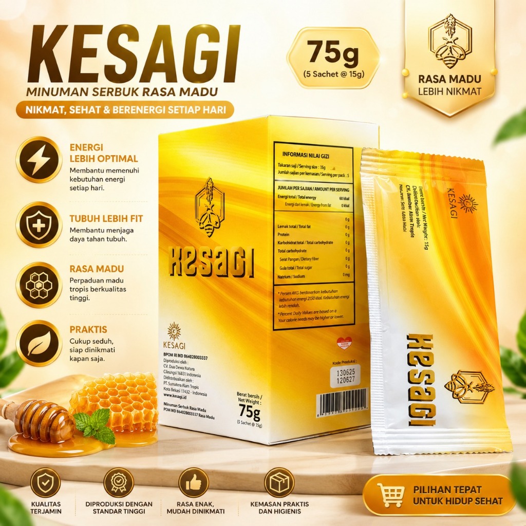 1 Box Madu Herbal Kesagi 5 Sachet - Minuman Serbuk Herbal Rasa Madu