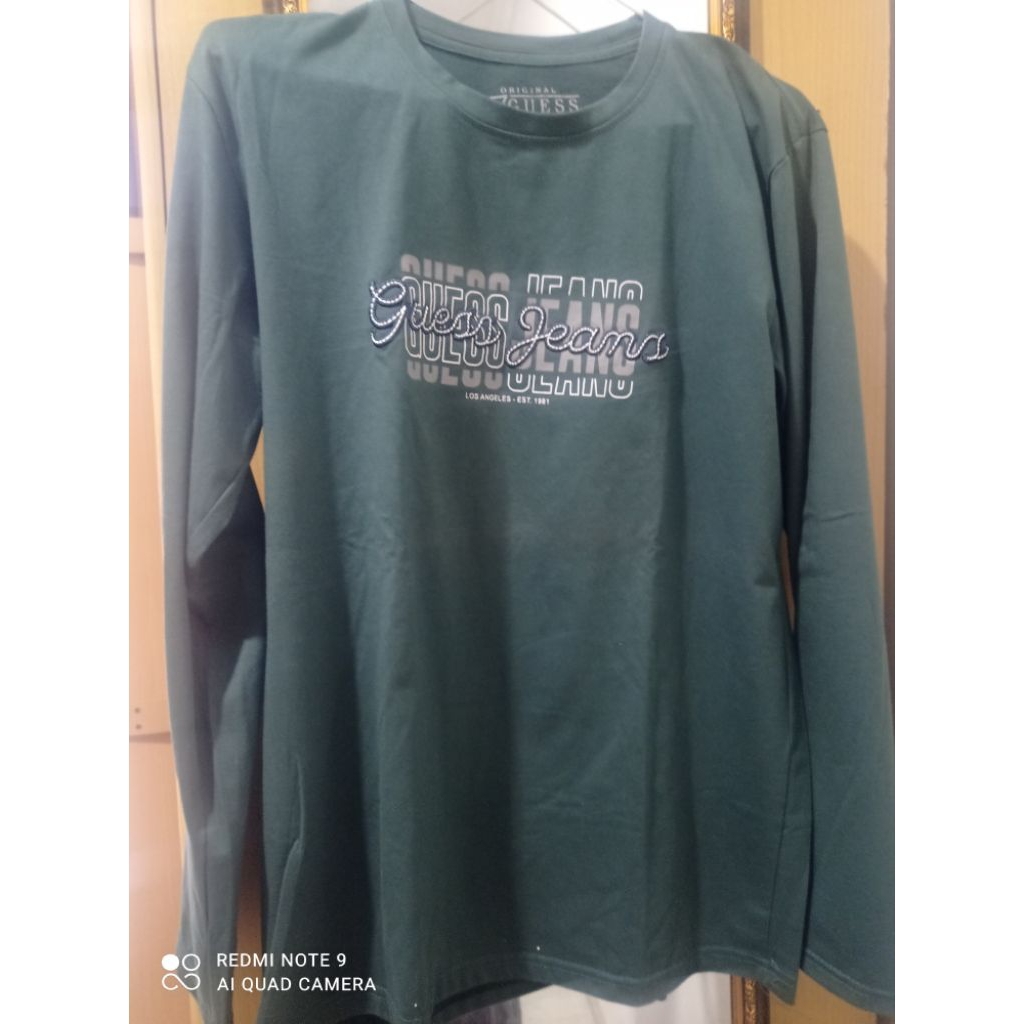 Kaos Lengan Panjang GUESS Jeans Original Premium - Hijau Second Berkualitas