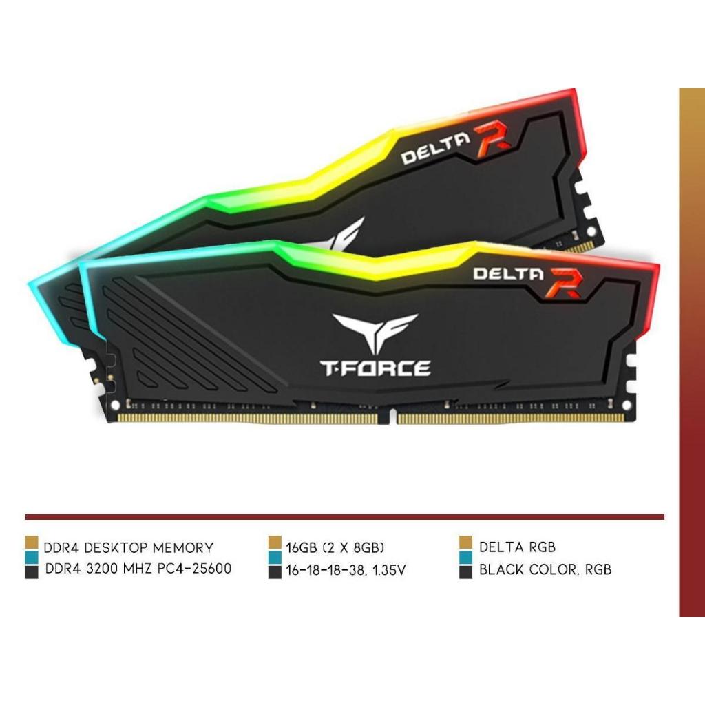 TEAM TF3D416G3200HC16CDC01 Delta RGB 3200MHz 16GB (2x8GB) DDR4