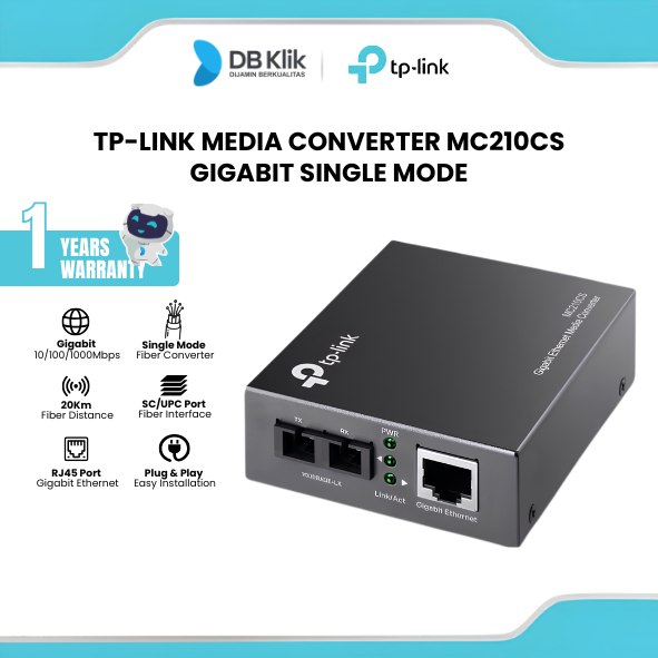 Tp-Link Media Converter Mc210Cs Gigabit Single Mode - Tplink Mcs 210Cs