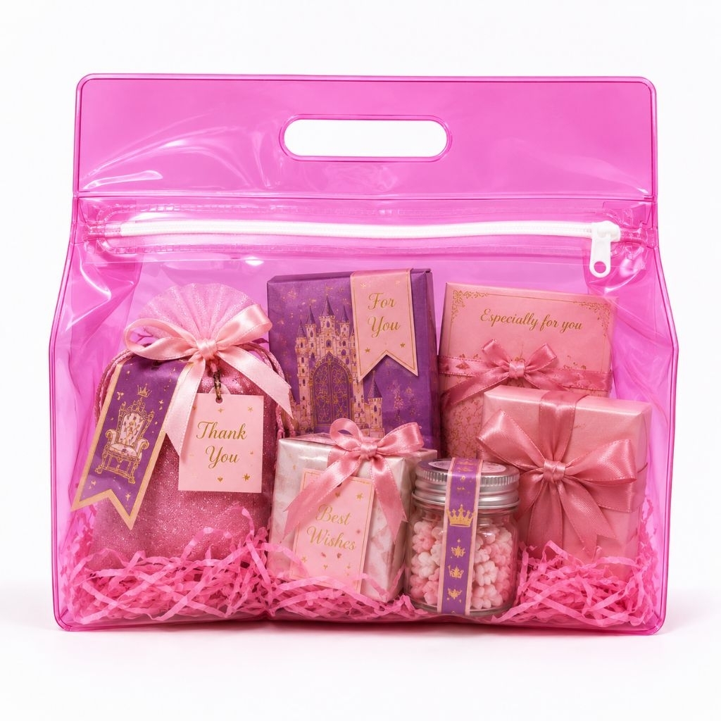 (HARGA PER PCS) Tas PVC Transparan Souvenir Gift Bag Zipper Handle Premium | Goodie Bag Hampers Wedd