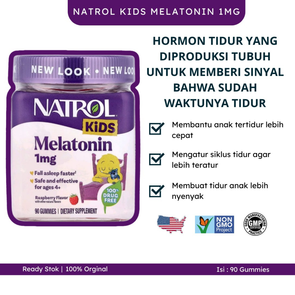 Original Natrol Kids Melatonin 1mg Gummies 1mg 90 Gummies