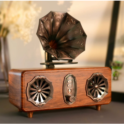 Speaker Bluetooth nirkabel retro, radio berkualitas tinggi, slot kartu kecil, flash drive USB, subwo