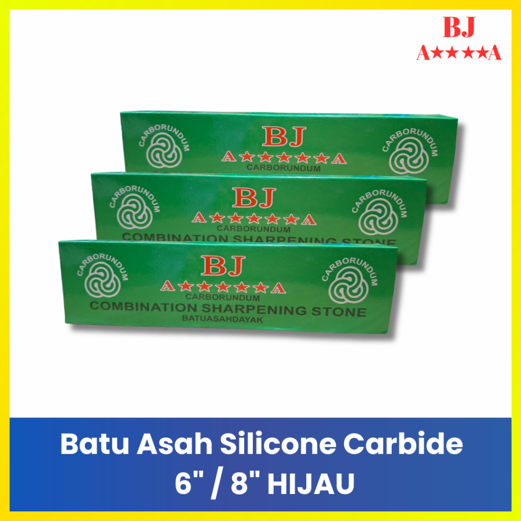 BJ Batu Asah Hijau Carborundum Original 150mm 6" Silicone Carbide Combination Stone Alat Pengasah Bi