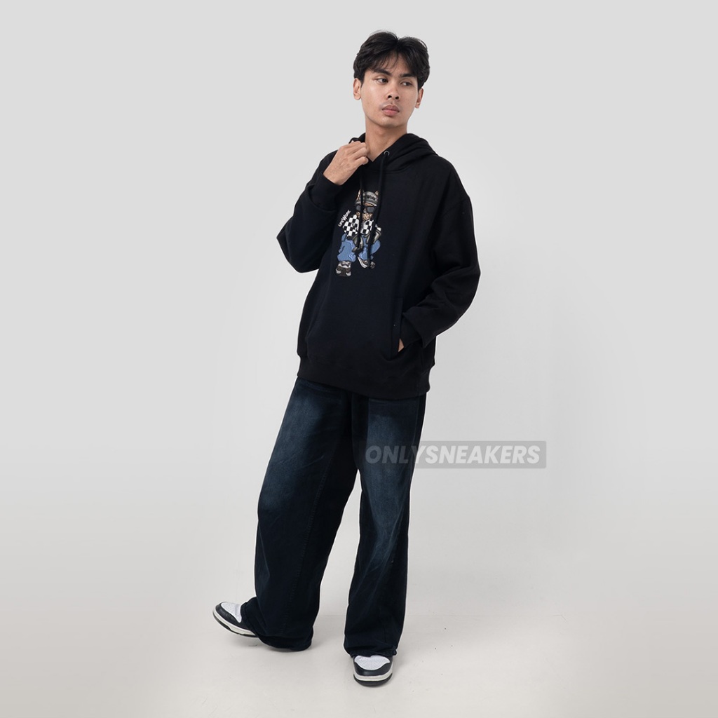 LIFEWORK GLOBE HIPDOG HOODIE BLACK