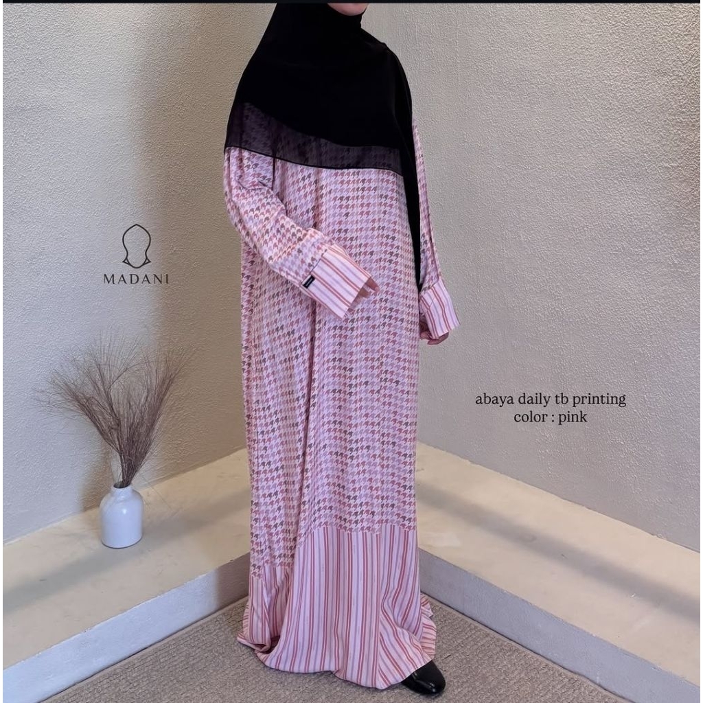 Madani Thelabel / [TERBARU] Daily Abaya Rayon Twill Printing Premium / Gamis Motif Tangan Lipat Aest