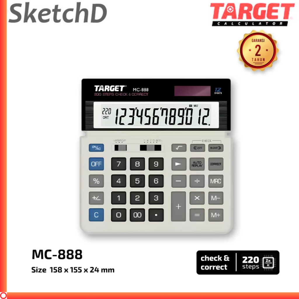 Kalkulator meja sedang 12 digit MC 888 sedang Target Desk Calculator MC888