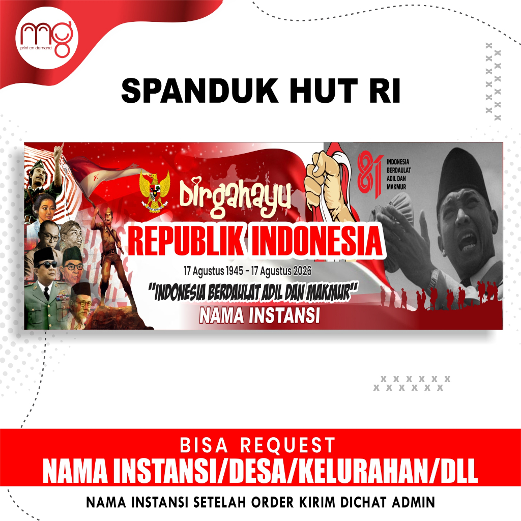 Spanduk Dirgahayu Kemerdekaan Republik Indonesia HUT RI Ke 81 Tahun 2026 Banner 17 Agustus Banner Ha
