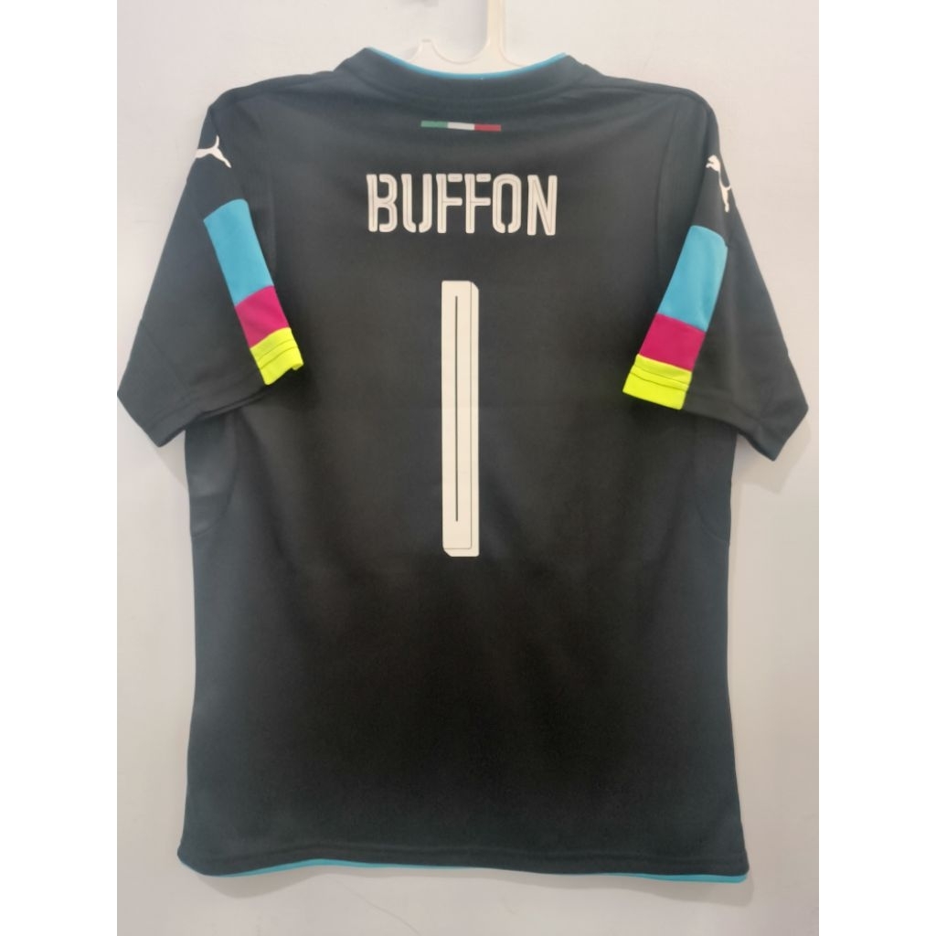 jersey baju bola retro azuri hitam kiper buffon sport casual