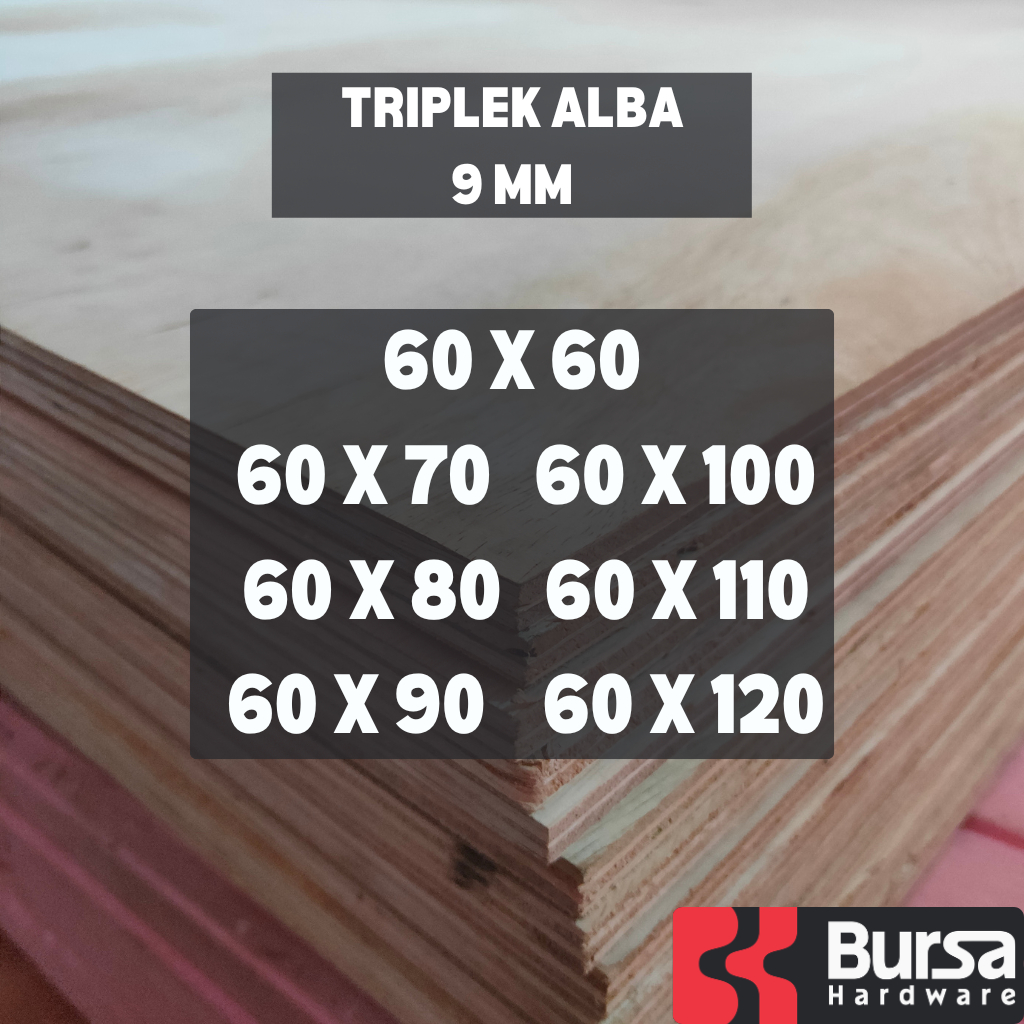 Triplek Custom Potongan Alba 9mm Sengon Plywood Multiplek Halus Lebar 60cm Bahan Kerajinan Serbaguna