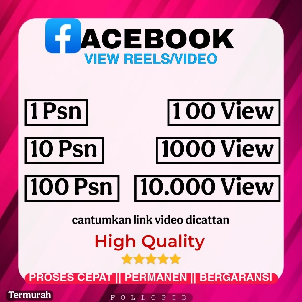 VIEW REELS/VIDEO FACEBOOK VIEWERS TERMURAH PROSES CEPAT