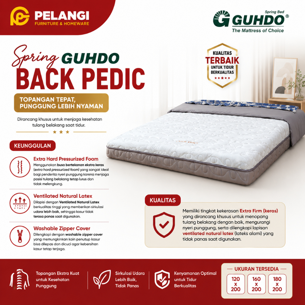 Springbed Guhdo Back Pedic | Springbed Guhdo | Springbed Orthopedic | Kasur Kesehatan | Tempat Tidur