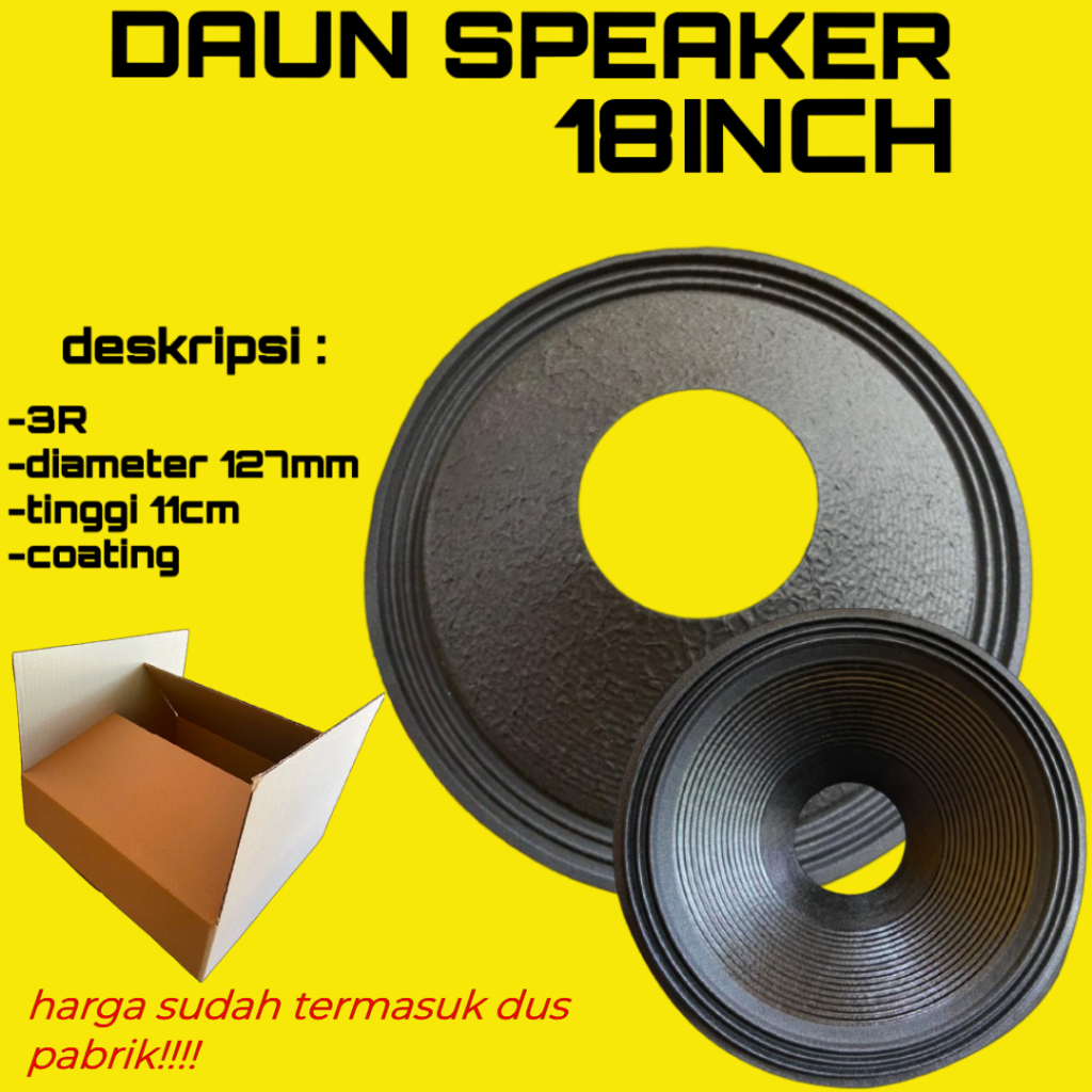daun speaker 18inch 3R garis lubang 127mm