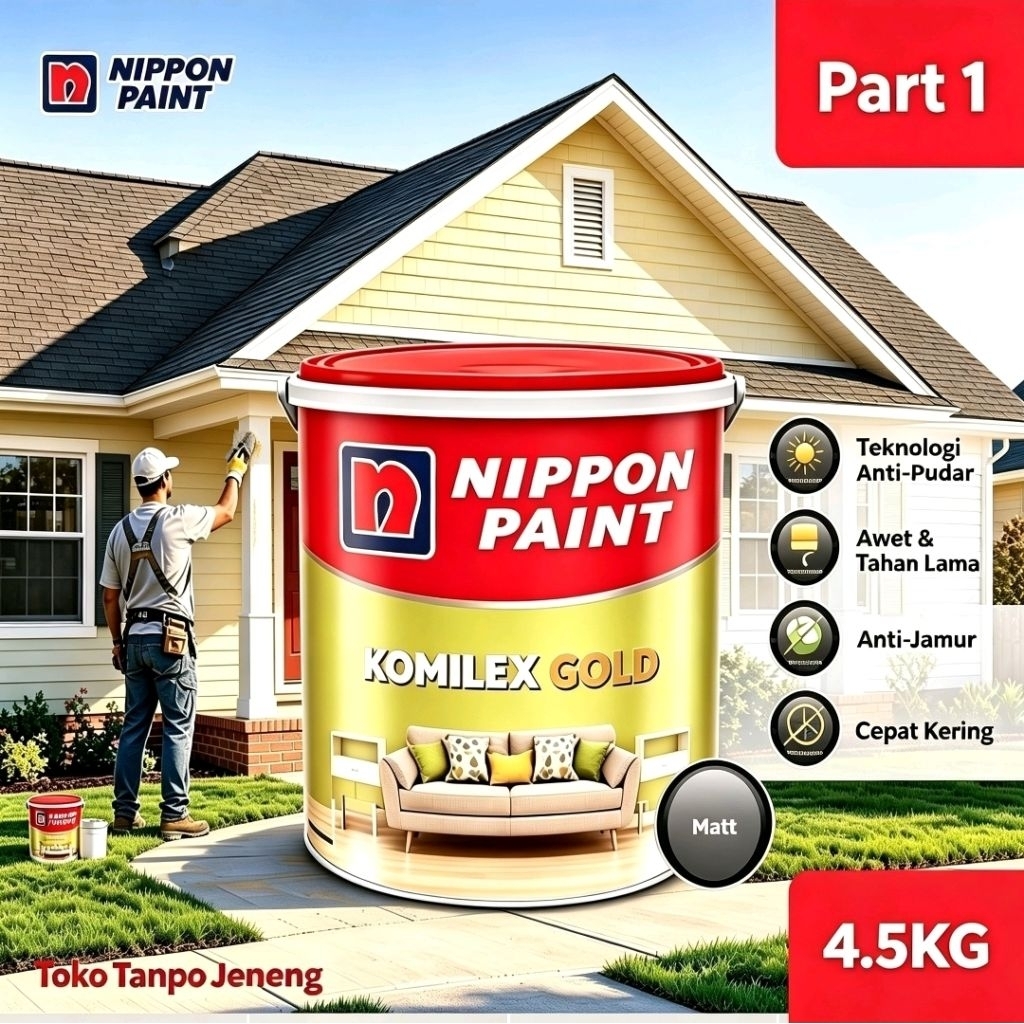 CAT TEMBOK NIPPON KOMILEX GOLD 4,5KG INTERIOR DINDING PLAFON MURAH BAGUS (PART 1)