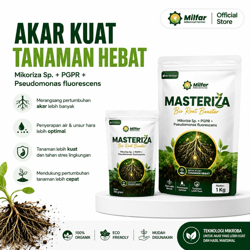 MASTERIZA BIO ROOT BOOSTER | Mikoriza + PGPR + Pseudomonas fluorescens | Pupuk Hayati Perangsang Aka