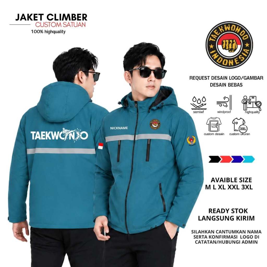JAKET TAEKWONDO CUATOM PARASUT OLAHRAGA PREMI - JAKET COACH LATIHAN TAEKWONDO