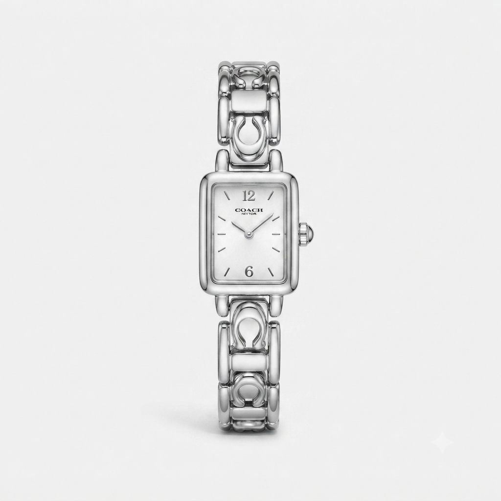 Jam Tangan Coach 14504671 Rantai Silver Dasar Putih Wanita Original