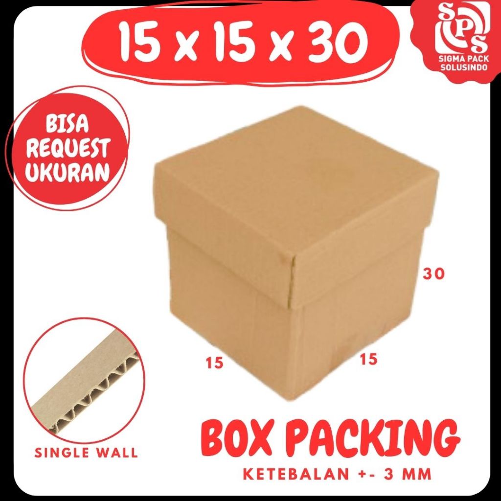 Kotak Kado 15x15x30 / 15x15x20 / 15x15x10 (Set Top/Bot Heebe) Kardus Packing/Karton/Paking/Polos/Ham