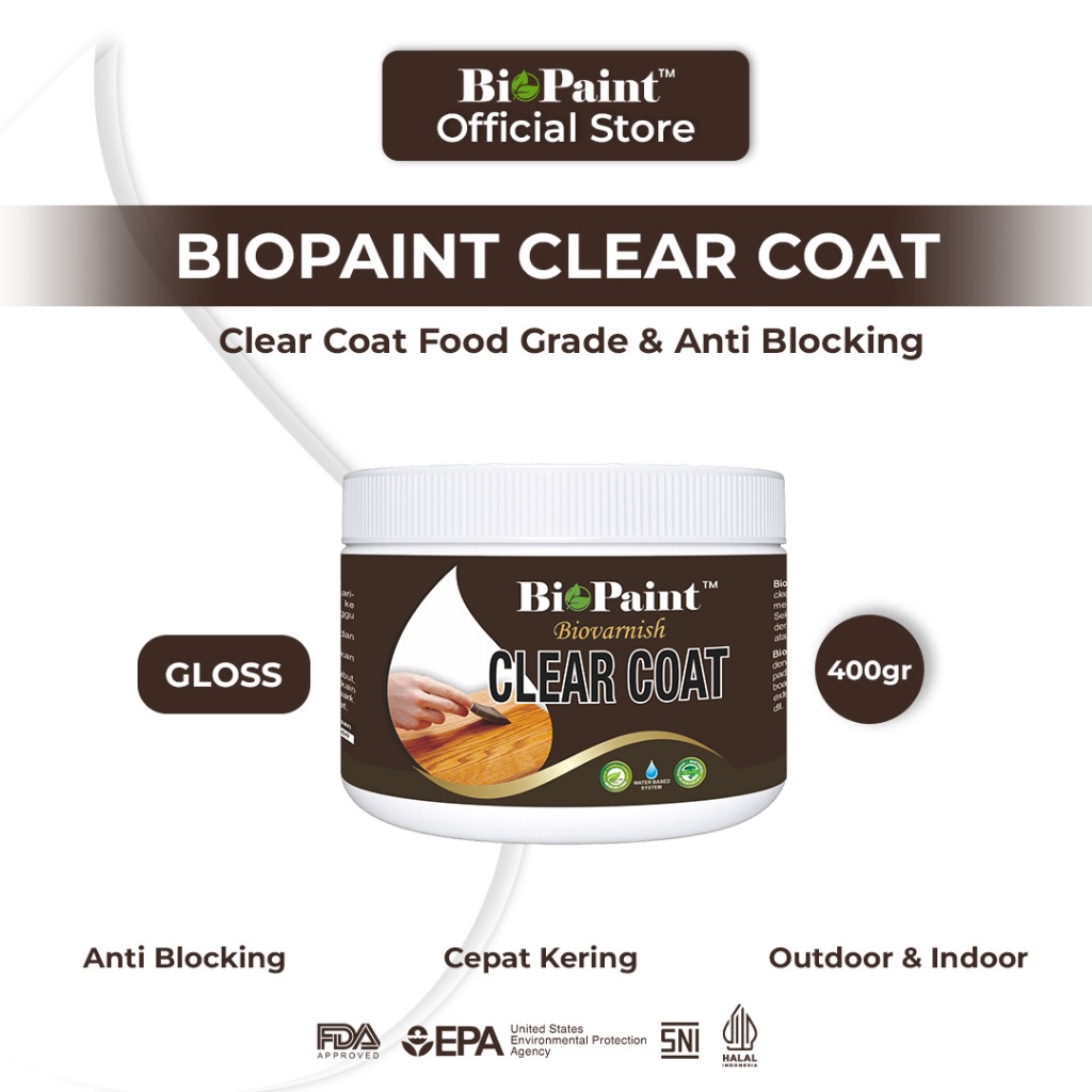 Pernis Kayu Biovarnish Clear Coat Murah Kemasan Kecil GLOSS 400 gram