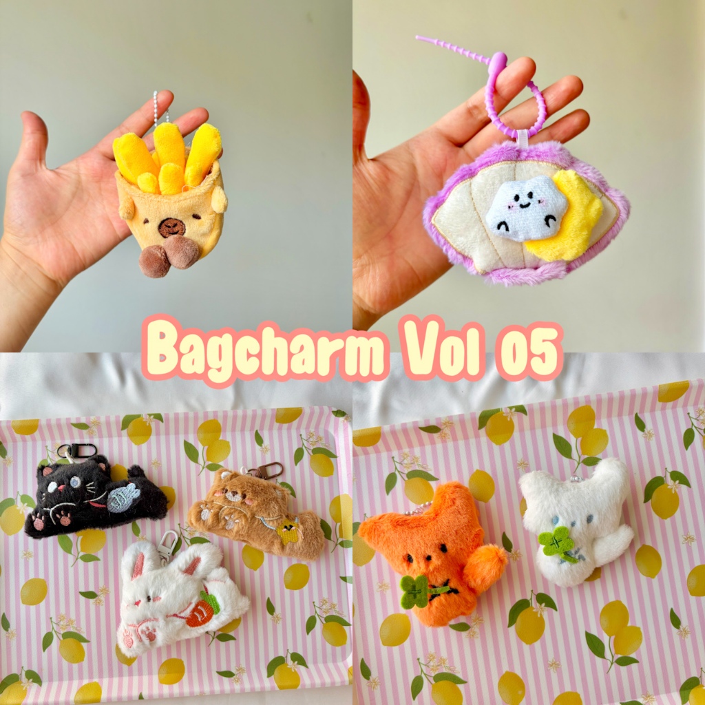 Bagcharm Capybara French fries / Gantungan boneka Sleeping animal rabbit bear black cat / Bagcharm g