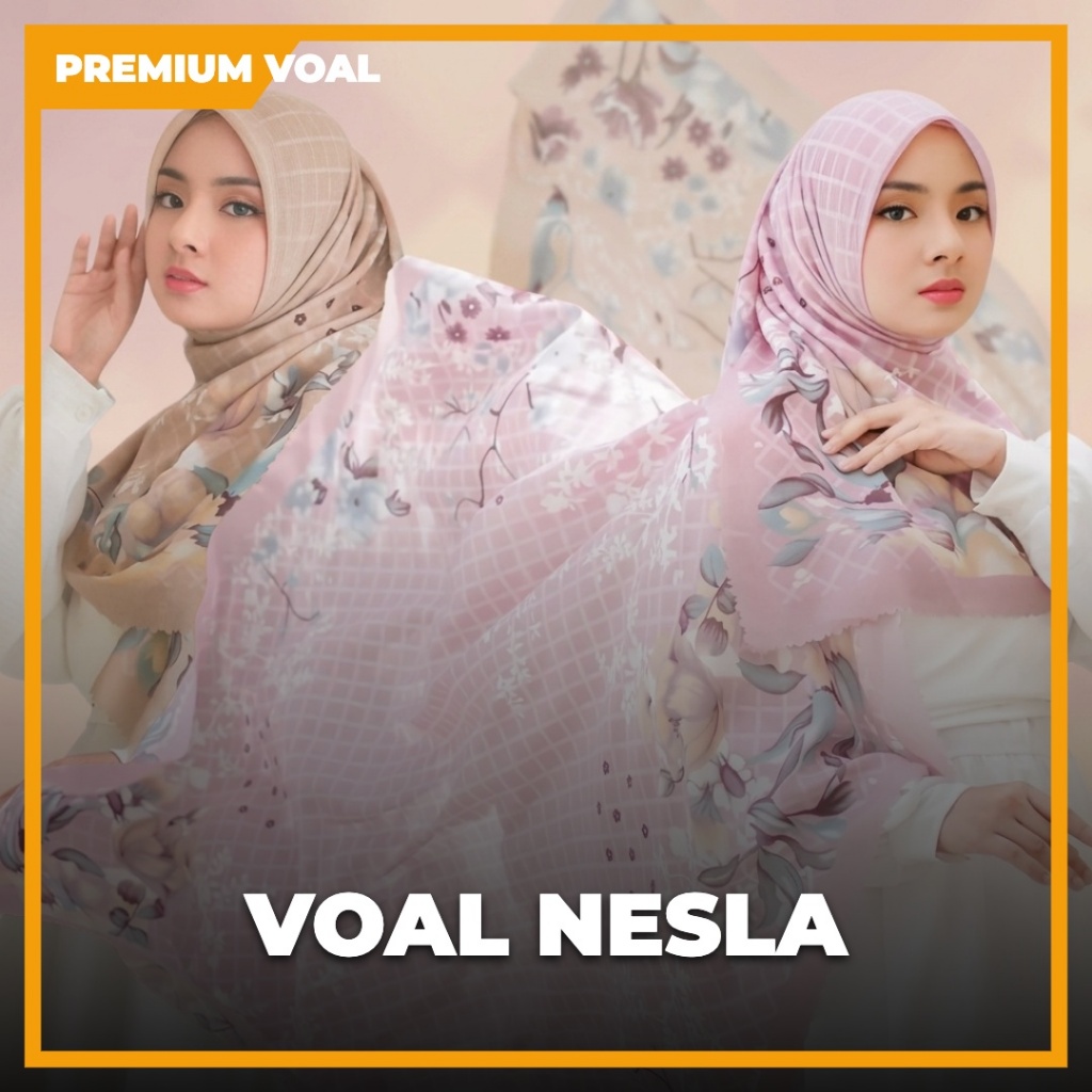 Hijab Segiempat Voal Motif Printing Sublim Custom Paket Premium Voal Nesla