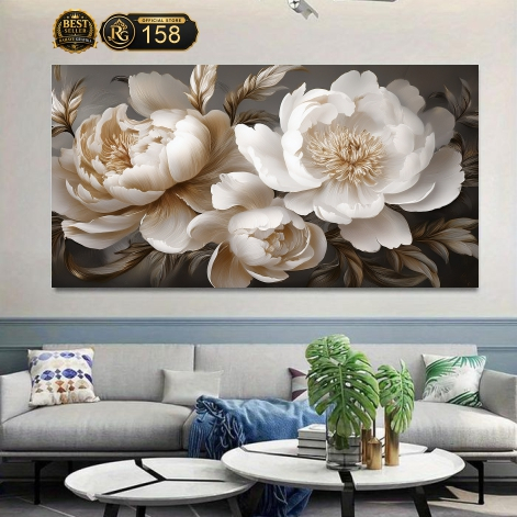 Wallpaper Dinding 3D Motif Bunga Mewah Elegan Ruang Tamu - Wallpaper Custom 3D Bunga Estetik