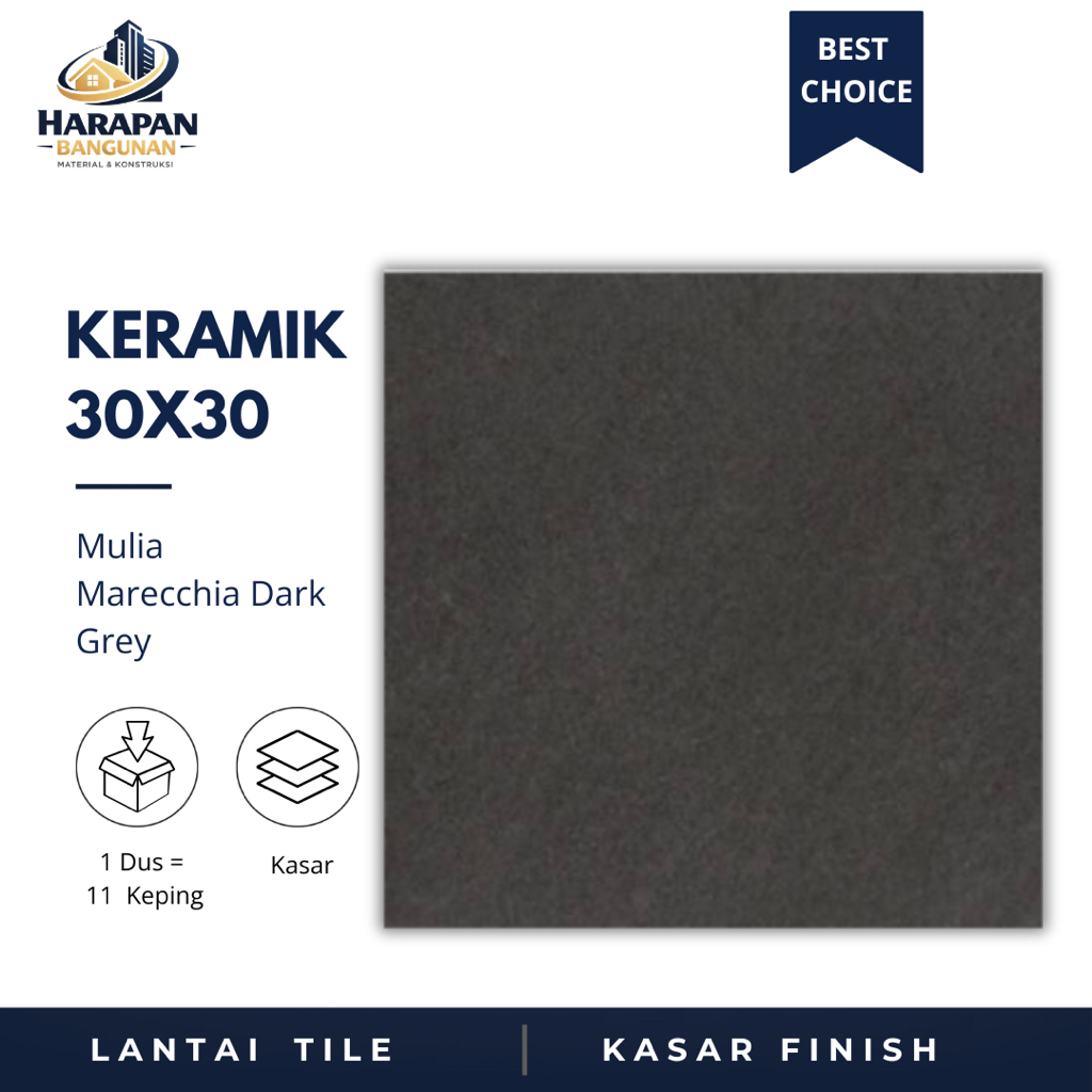 Keramik Kamar Mandi 30x30 Mulia Marecchia Dark Grey Kasar