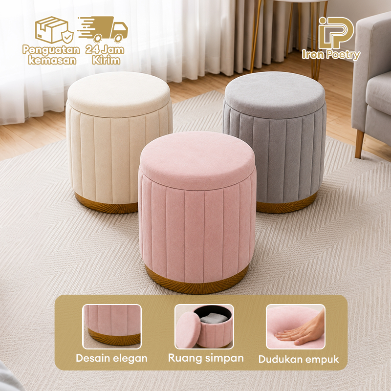Kursi Makeup Ins - Style Kursi Bulat Minimalis Stool Busa Stool Kancing,Kursi Bulat Sofa Stool