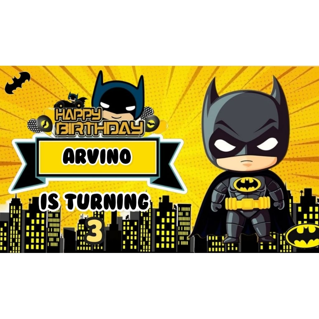 Spanduk BATMAN banner BATMAN spanduk banner ultah anak background BATMAN  custom backdrop ulang tahu