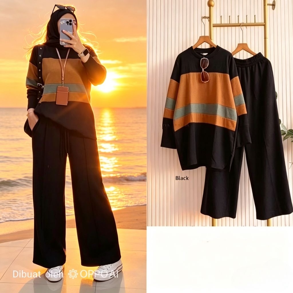 BAJU SETELAN WANITA KEKINIAN KAOS KNITE RAJUT HAYAKO YORA SET JUMBO XXL XXXXL LD 120-140  XXL XXXXL