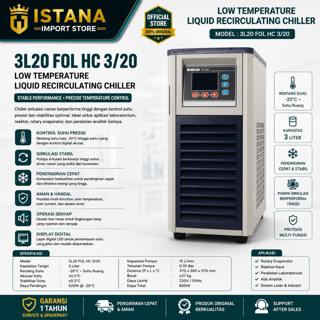 Low Temperature Liquid Recirculating Chiller HC 3 20 3L Digital Laboratory Cooling Chiller