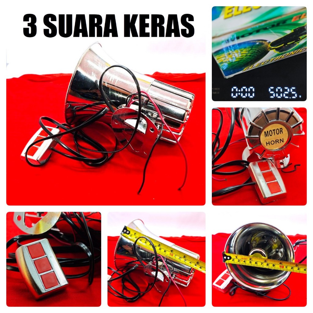 (GD 60) KLAKSON 3 SUARA HEWAN TOA SIRINE JUMBO besar bukan yang kecil universal motor mobil 12v 12 v