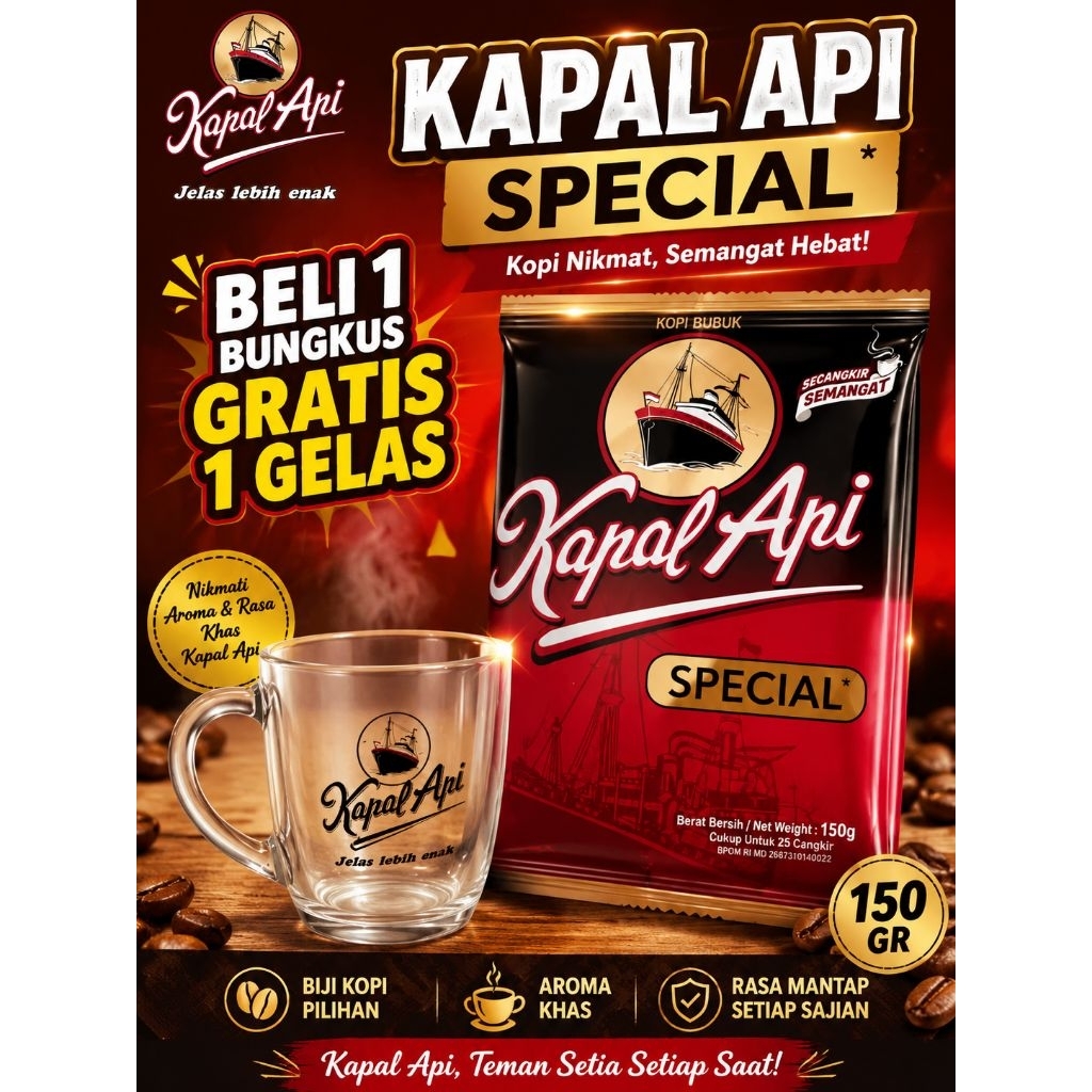 Kopi Kapal Api Special 150gram FREE GELAS KAPAL API
