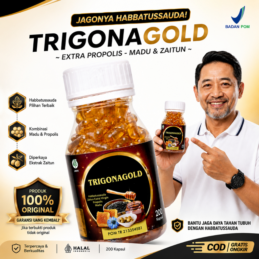 TRIGONA GOLD - Habbatussauda Extra Propolis Original Asli 100 200 Kapsul