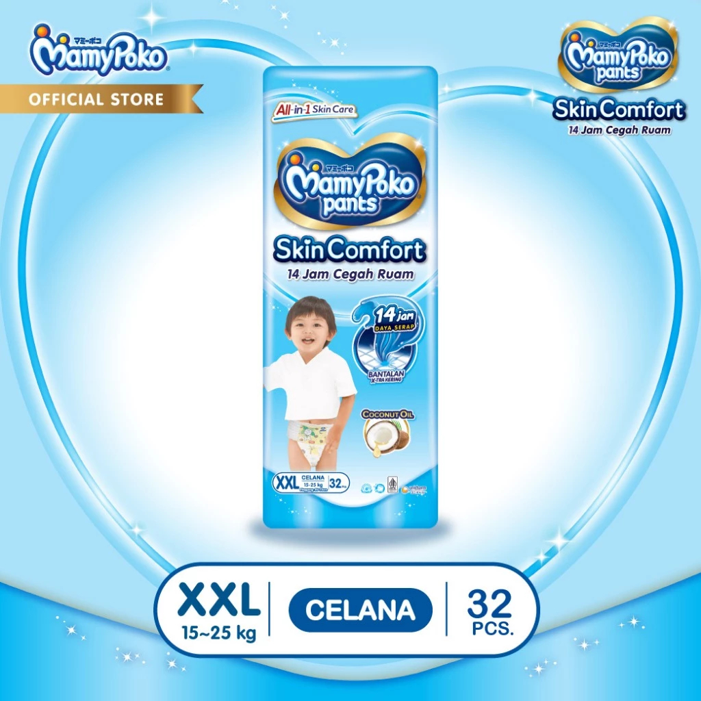 MamyPoko Pants Skin Comfort XXL32 - Popok Celana Skin Comfort XXL 32