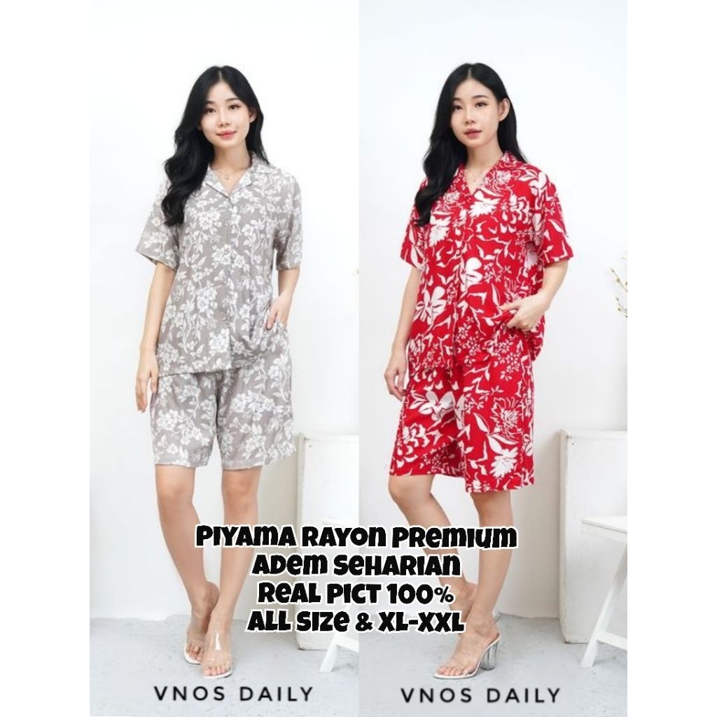 Piyama Wanita Setelan Baju Tidur Rayon Premium XL jumbo Grade A