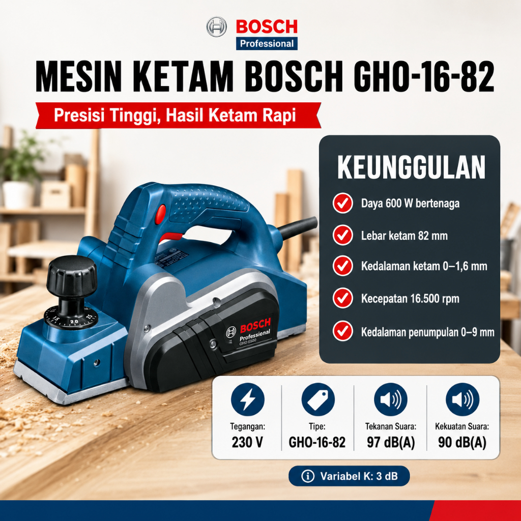 Bosch GHO 6500 Planner Mesin Serut Ketam Kayu BOSCH