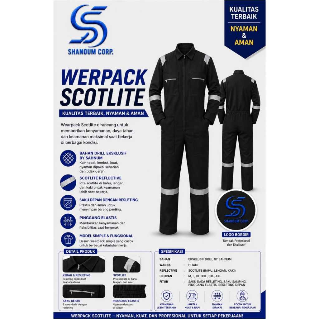 werpak / werpack / wearpack Coverall Safety / Seragam proyek / seragam bengkel / Baju kerja / Baju D