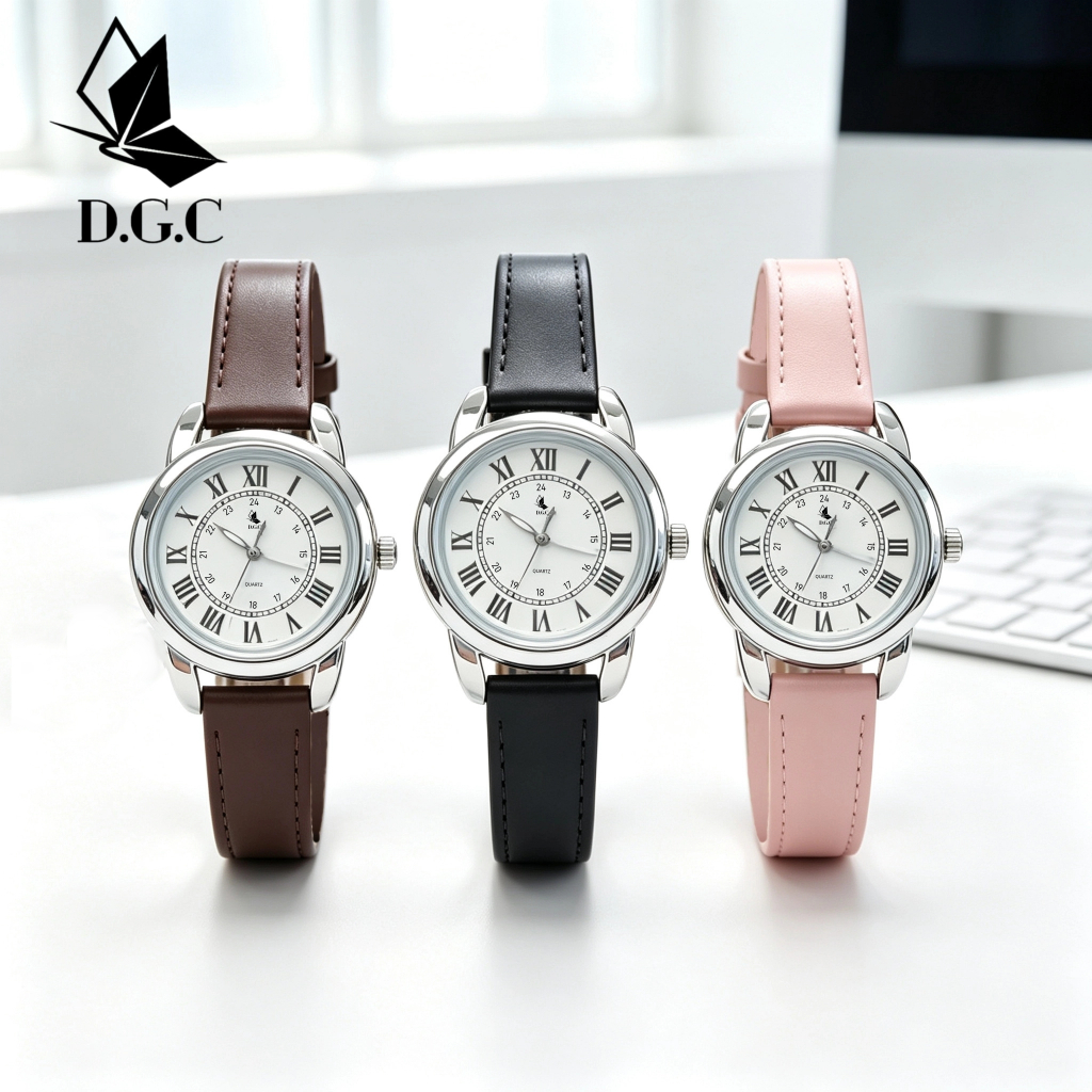 DGC 10702 Jam Tangan Wanita Tali Karet Kuarsa Elegan Desain Retro Fashionable dgc jam tangan wanita