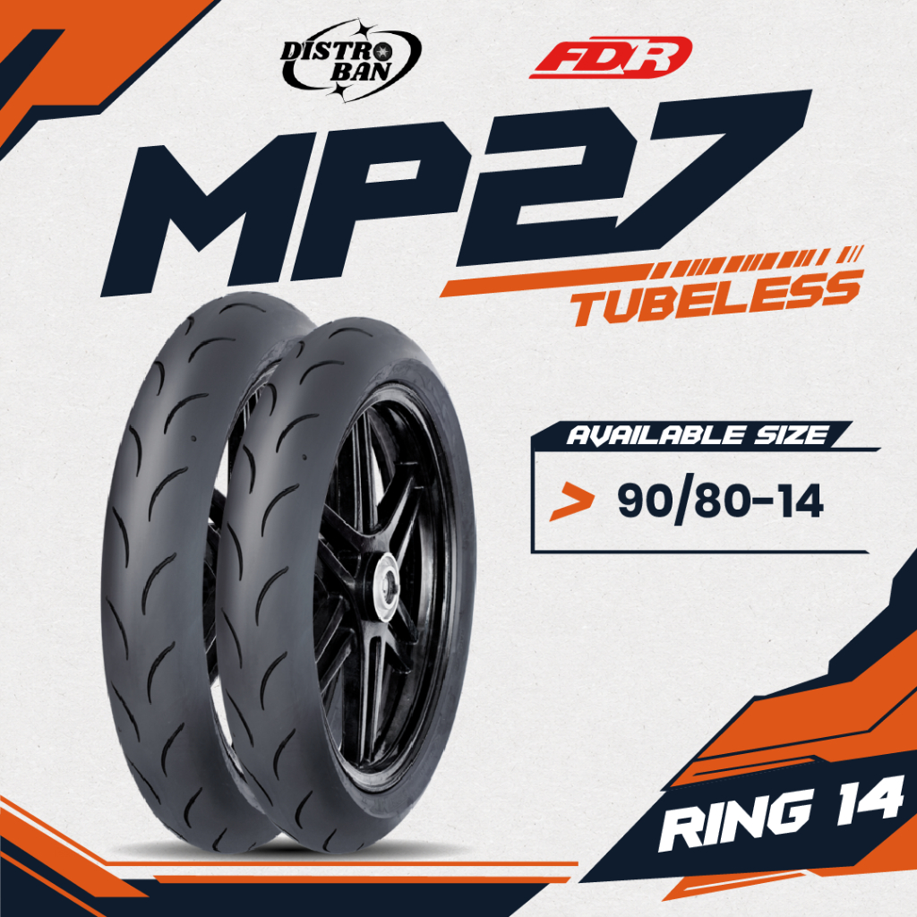 Ban Motor Racing Matic FDR MP27 Racing Ban Tubles 90/80-14 Depan Belakang Soft Compound MP 27