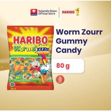 Haribo Worms Zourr Gummy Candy 80 Gr Asam Segar