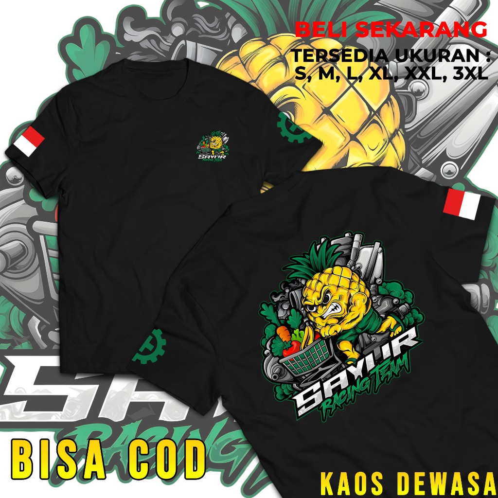 Kaos Dewasa Sayur Racing Team Motif Sayur Sayuran Bisa COD