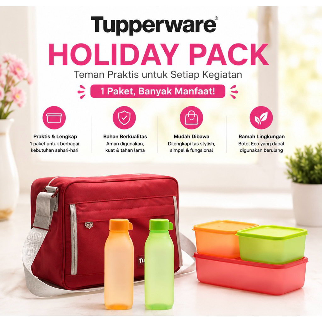 Tupperware holiday pack isi 5pcs + tas