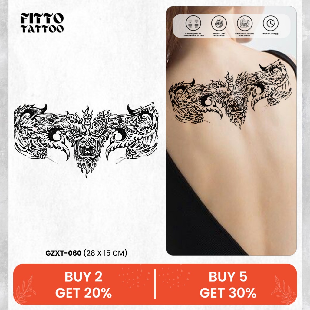 Tato Temporer Back Chest & Front Chest Tattoo Punggung Dada Stiker Temporary Fruit Ink Premium