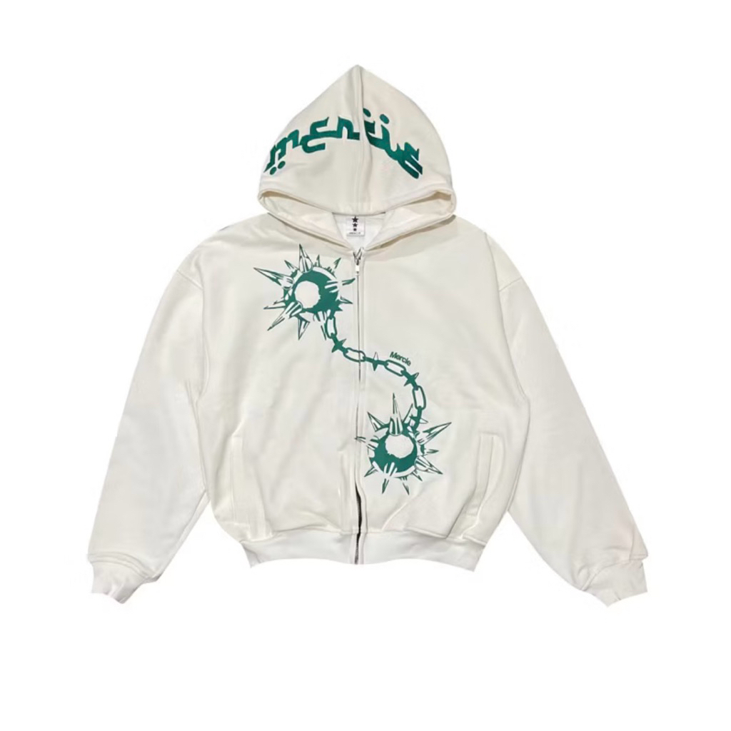ZIP HOODIE CLOCK MERCIE STUDIO ORIGINAL MERCIE WHITEE