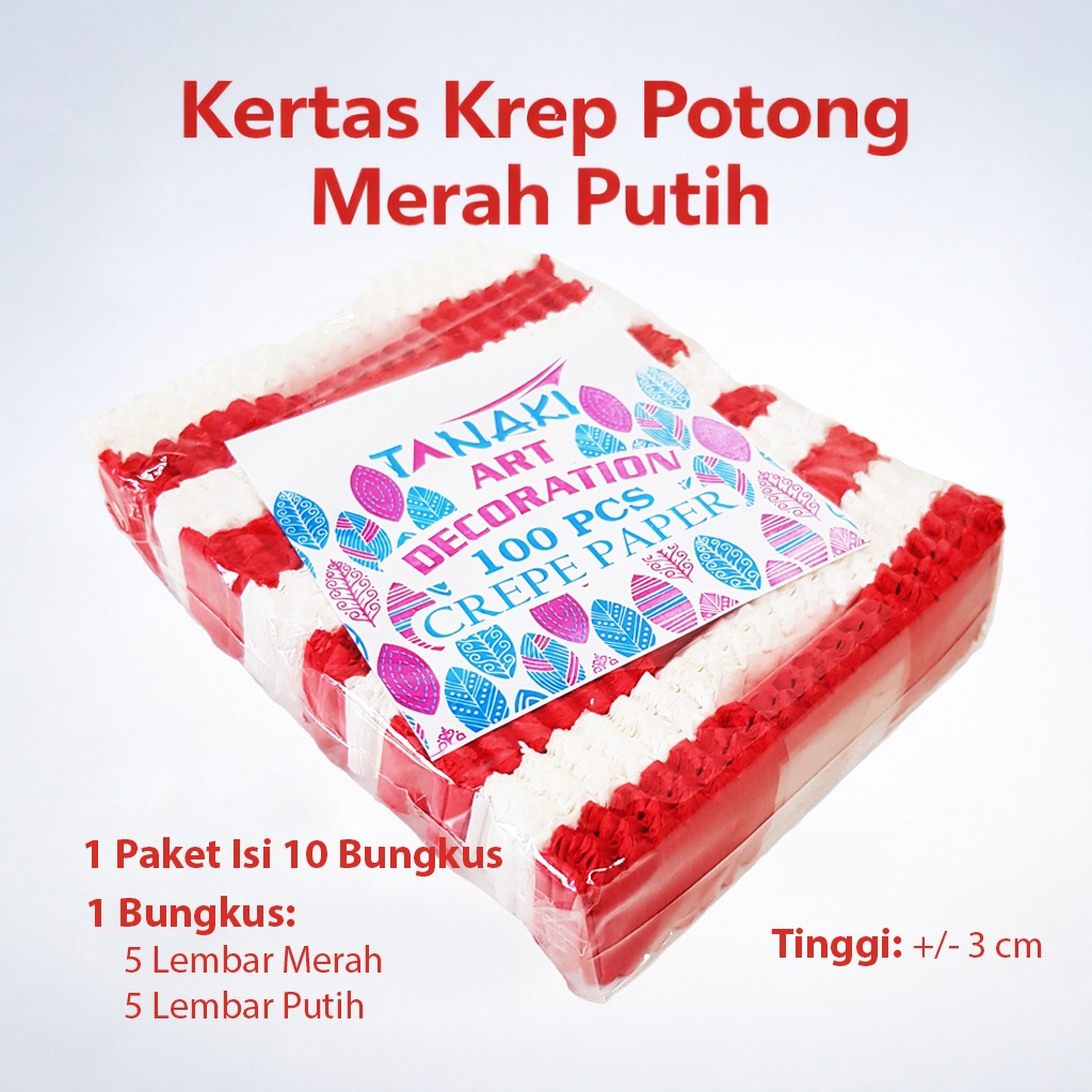[1 pak] OKB Kertas Krep Babat Crepe Potong Merah Putih Dekorasi Hiasan Dirgahayu HUT RI Kemerdekaan 