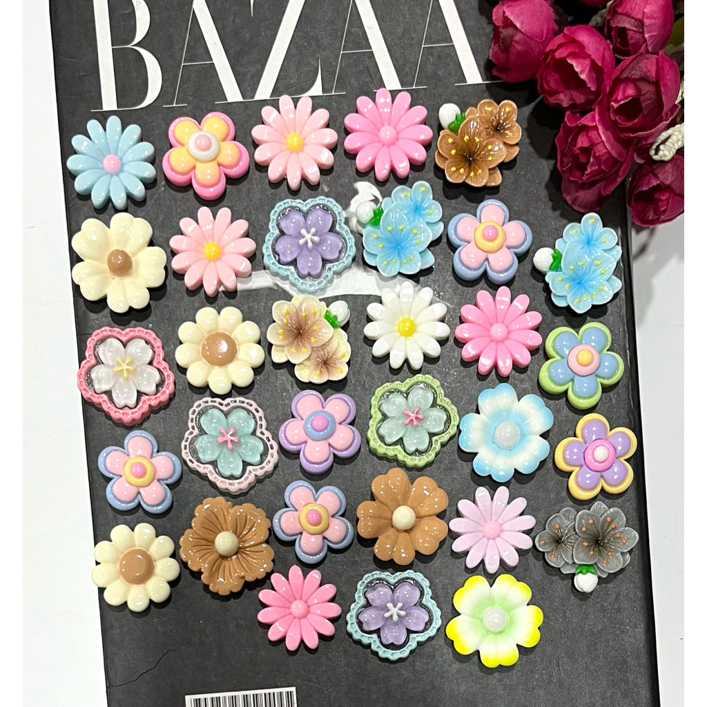 clay/resin flower isi 100 pcs